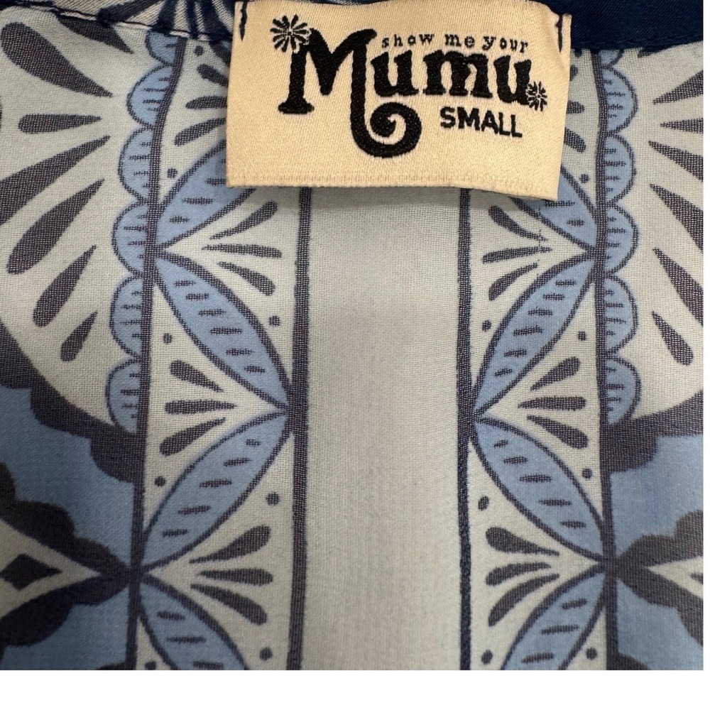 Show Me Your Mumu Blue Floral Tassel Tunic Dress Cover Up Small Boho Beach - Picture 4 of 6